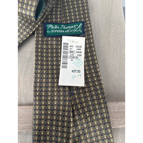 Peter Thomas By Superba Mens Tie Geometric Pattern 100% Silk Made In Italy NWT - Picture 3 of 4